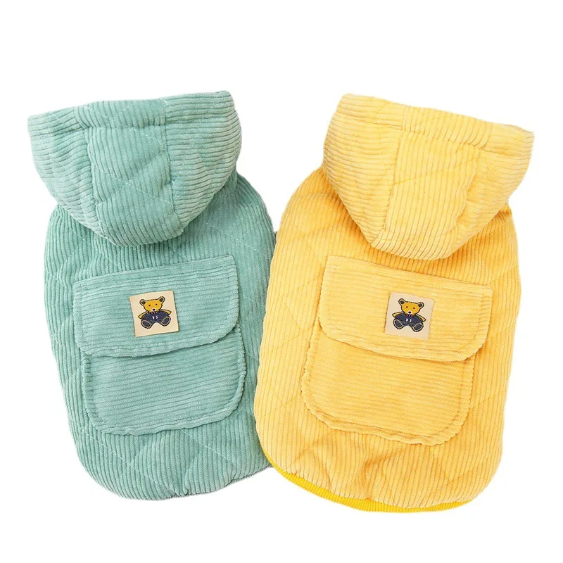 Hoodie Sweatshirts Luxury Corduroy Winter Dog Clothes for Small Pet Coat Clothing Puppy Cat