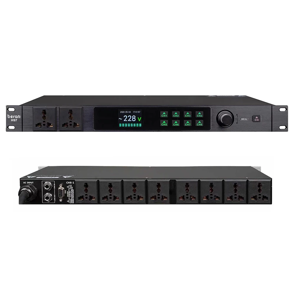 HS7 New Product 8 Channel ABS Led Display Audio Power Sequencer For Ktv Stage Audio, Etc