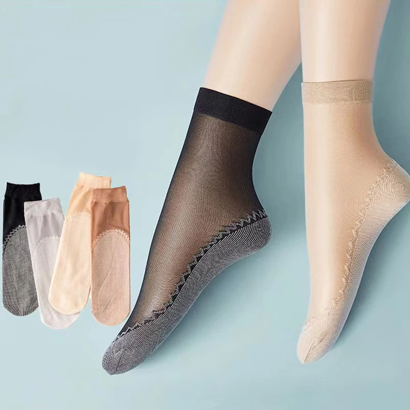 Woman Soft Short Breathable Ankle Socks Anti-slip Stockings Socks Cheap Wholesale Breathable Silk Casual Thin Invisible Socks
