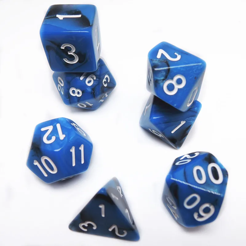 Polyhedral dice set two-color marble acrylic dice dnd game dice