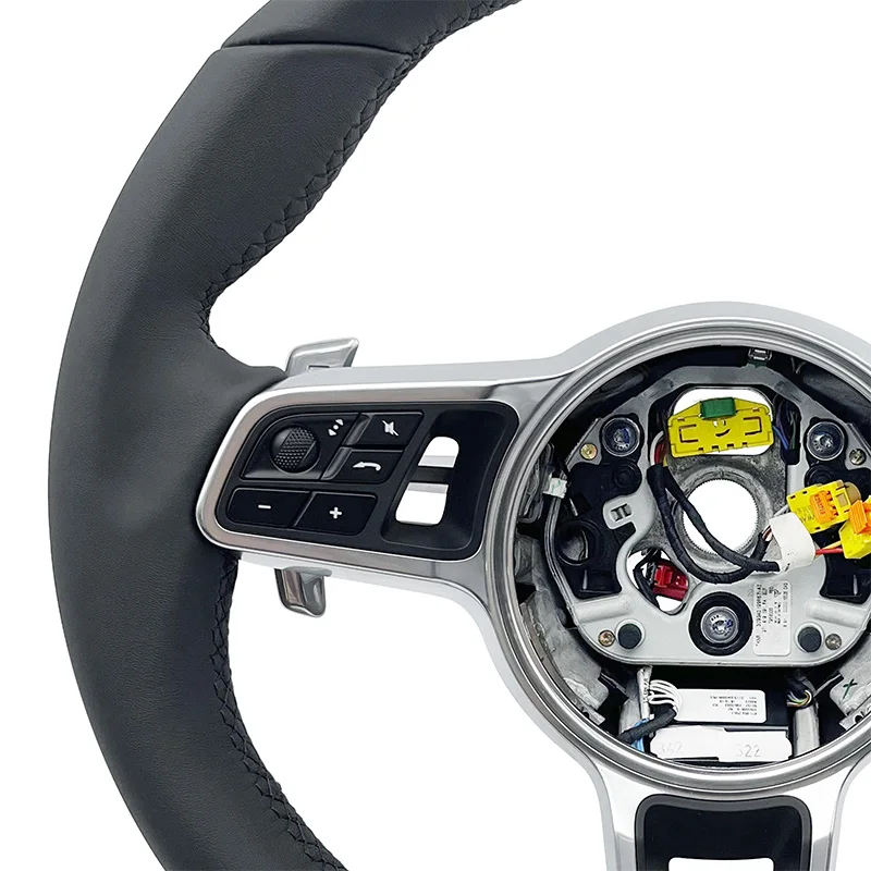 Fully perforated leather handle with customizable color for steering wheel modification for Porsche 2006-2013 ZC-BSJ-2