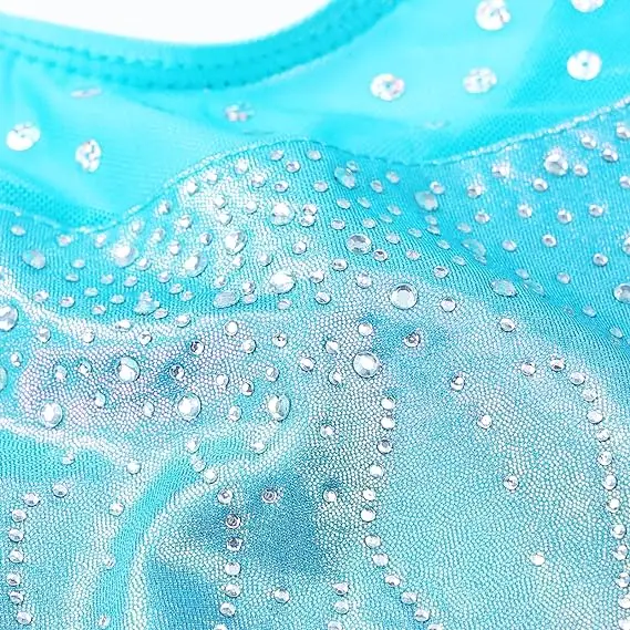 leotards gymnastics girls string nude ballet leotard short sleeve solid colors yarn design rhythmic skirt