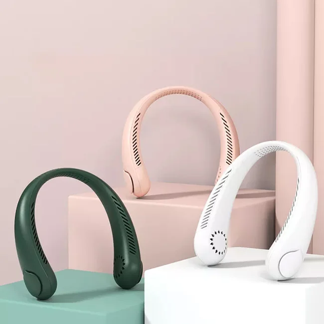 A-mazon hot selling foldable neck fan rechargeable portable bladeless neck fan