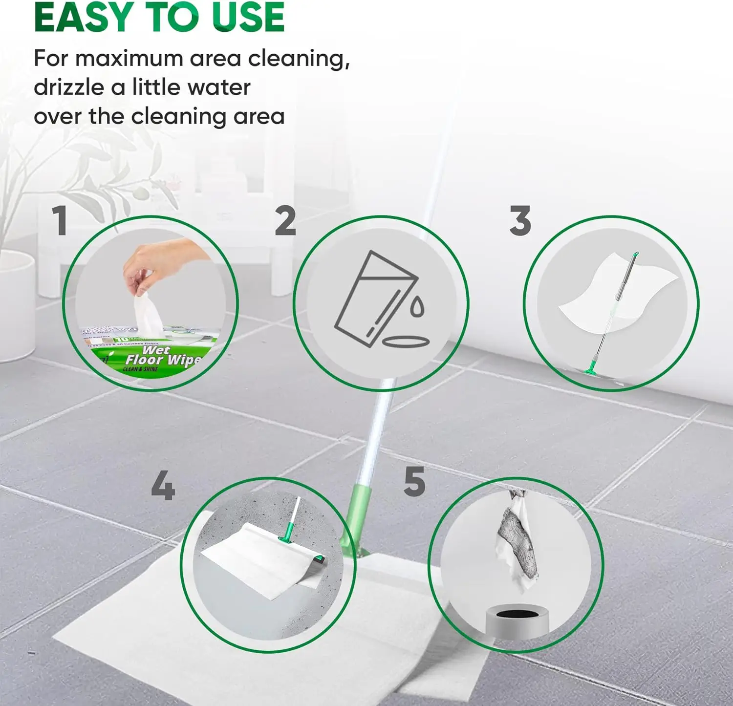 Lookon Trapero Humedo Disposable Wet Wipe Stand Dispenser & Dry Floor Wipes Dusting Cleaning Cloth Mop Wipes for Floor