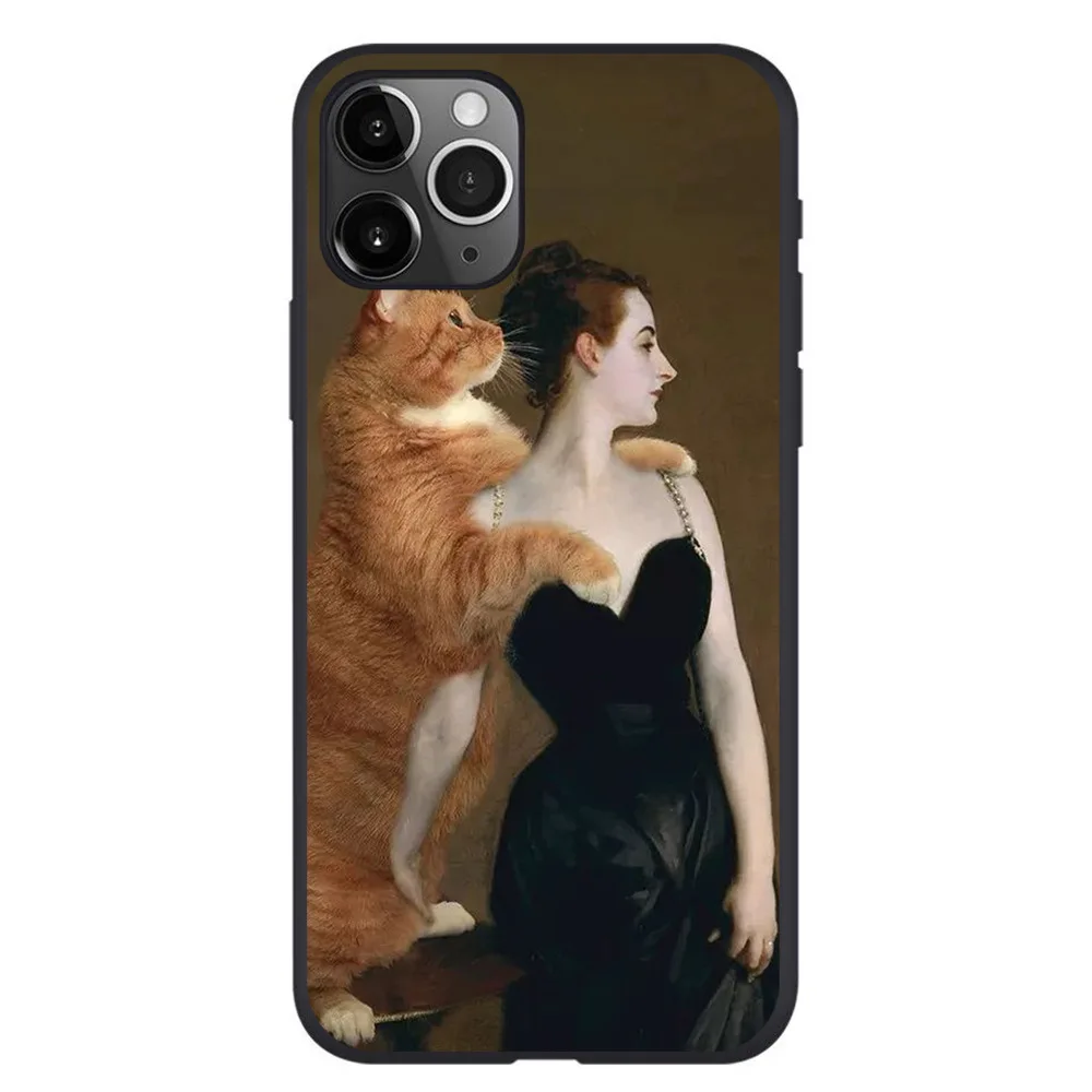 For iphone 7 8 plus X XS XR 11 13 Mini Pro Max Soft TPU Cartoon orange cat phone Case Protective Fully Cover Shell