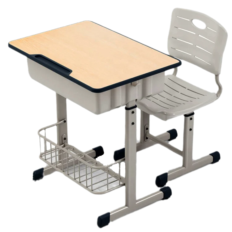 Good Quality chair and desk for university Durable Wooden Primary School Furniture Set Adjustable Height  School Desk