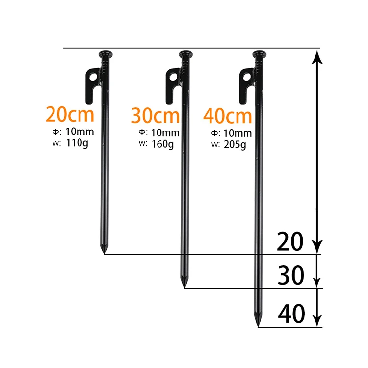 Heavy Duty 8-Inch camping outdoor accessory Stakes tent pegs Forged Steel Unbreakable metal pegs