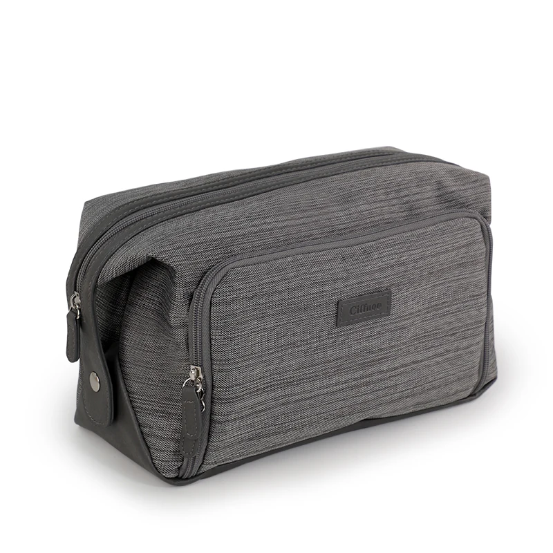 Zipper Makeup  High Quality Fabric Large Capacity Organizer 2023 New Grey Polyester custom toilet bag