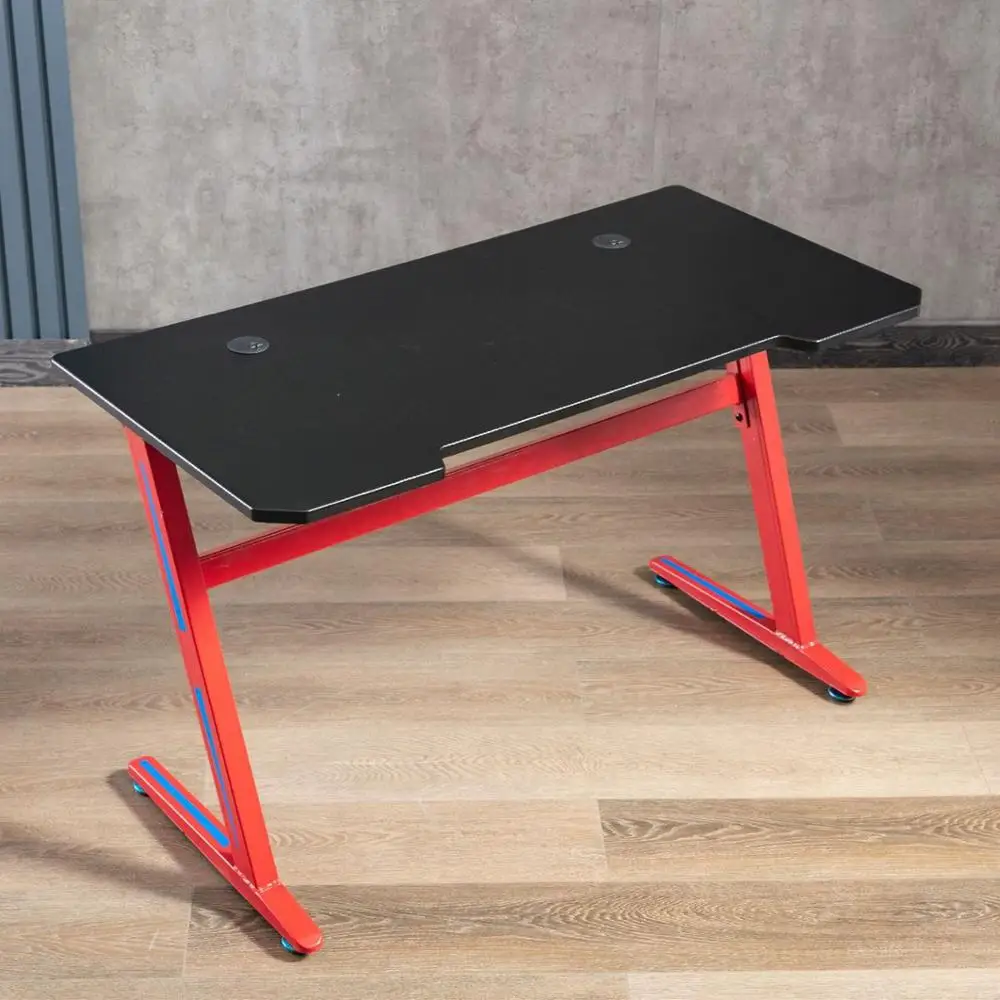 LED Z Shaped Carbon Fiber Texture Computer PC Desk Gaming Table For PC