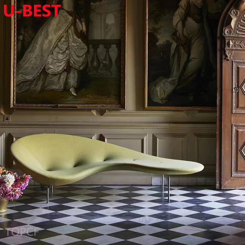 U-best Creative Artistic Design Popular Fabric Upholstery Recliner Velvet Leisure Sofa