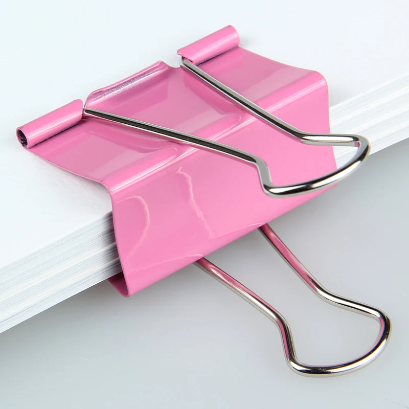 SUNWOOD 2014 Manufacturer 25mm Colorful Paper Binder Clips Metal School Office Supplies Custom Logo Fold-back clips