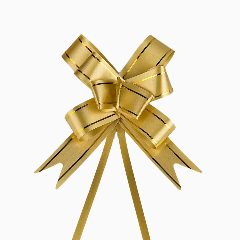 23# Large Polypropylene Pull Bow Ribbon Flower With Golden Edge For Gift Wrapping Decorative Polyester Pull Bow Ribbon