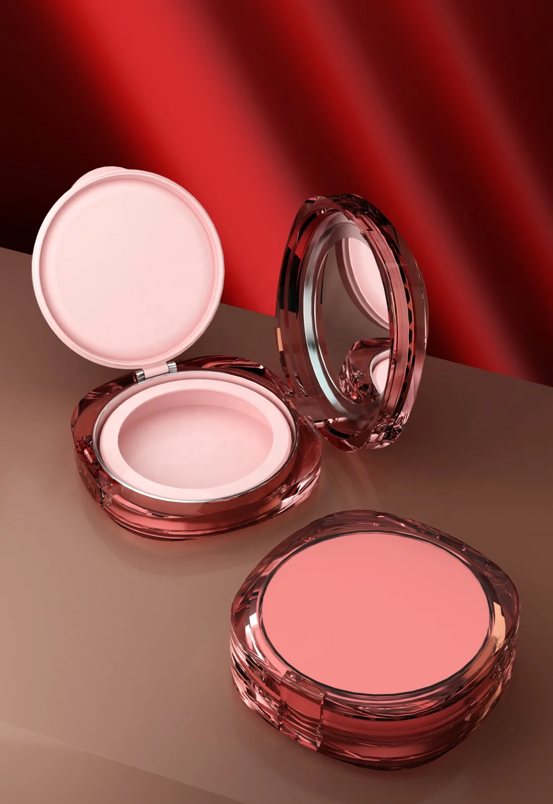 Crystal square BB air cushion case empty compact powder case plastic foundation container cosmetics packaging
