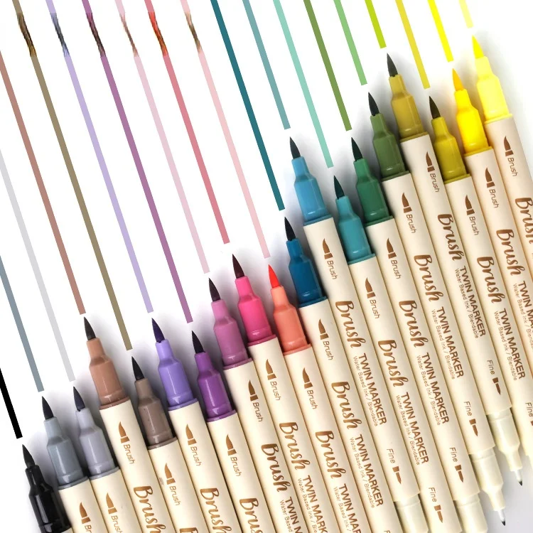 New Double Tip Colored school student highlighter set fine Liner marker stationery supplies 3 pcs/box customize