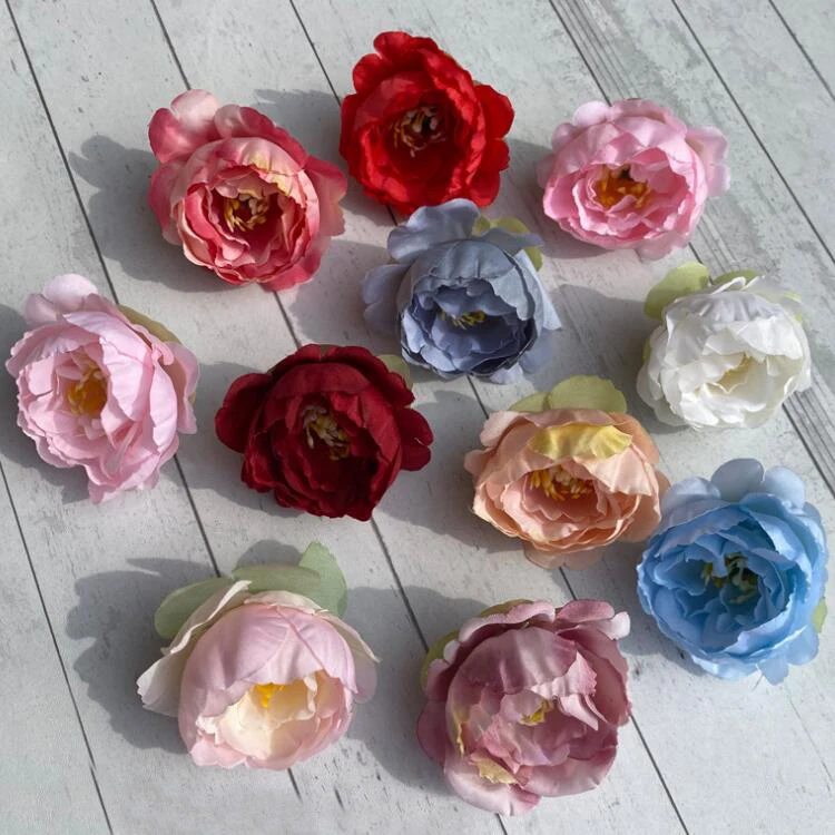 Wholesale Colorful Faux Silk Camellia Flower Heads DIY Arrangement Artificial Peony Flower Heads For Home Wedding Wall Decor