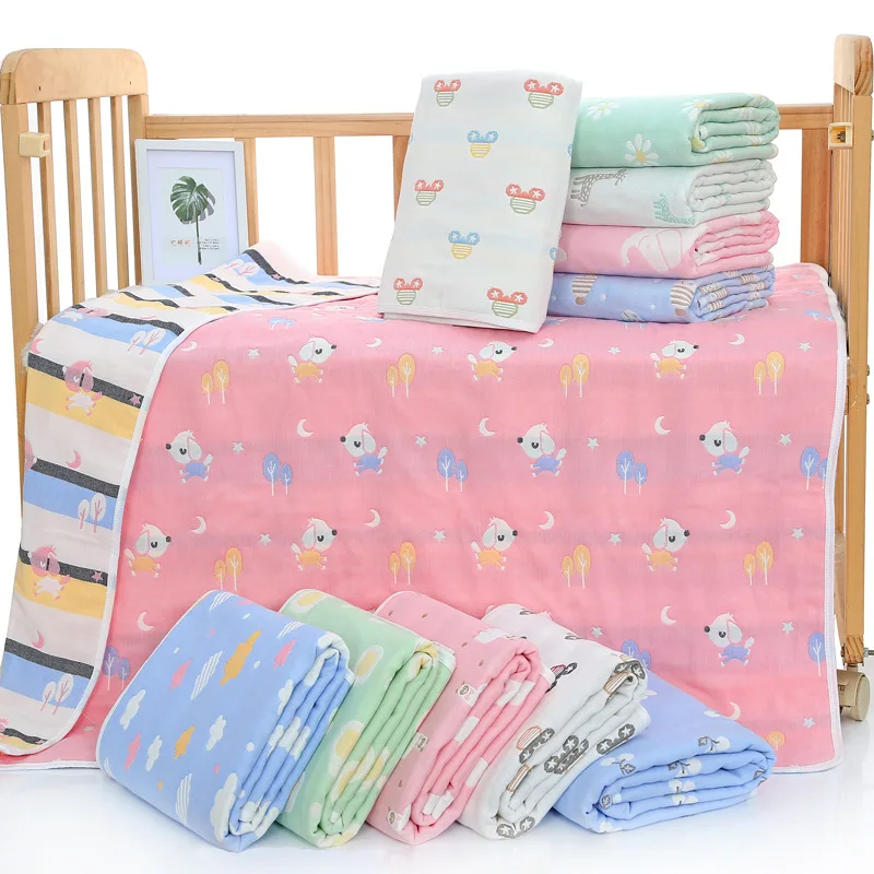 100% 6 Layers Muslin Cotton Baby Bath Towel Baby Hand Towel Newborn Face Towel Cotton Gauze Washcloth Handkerchief