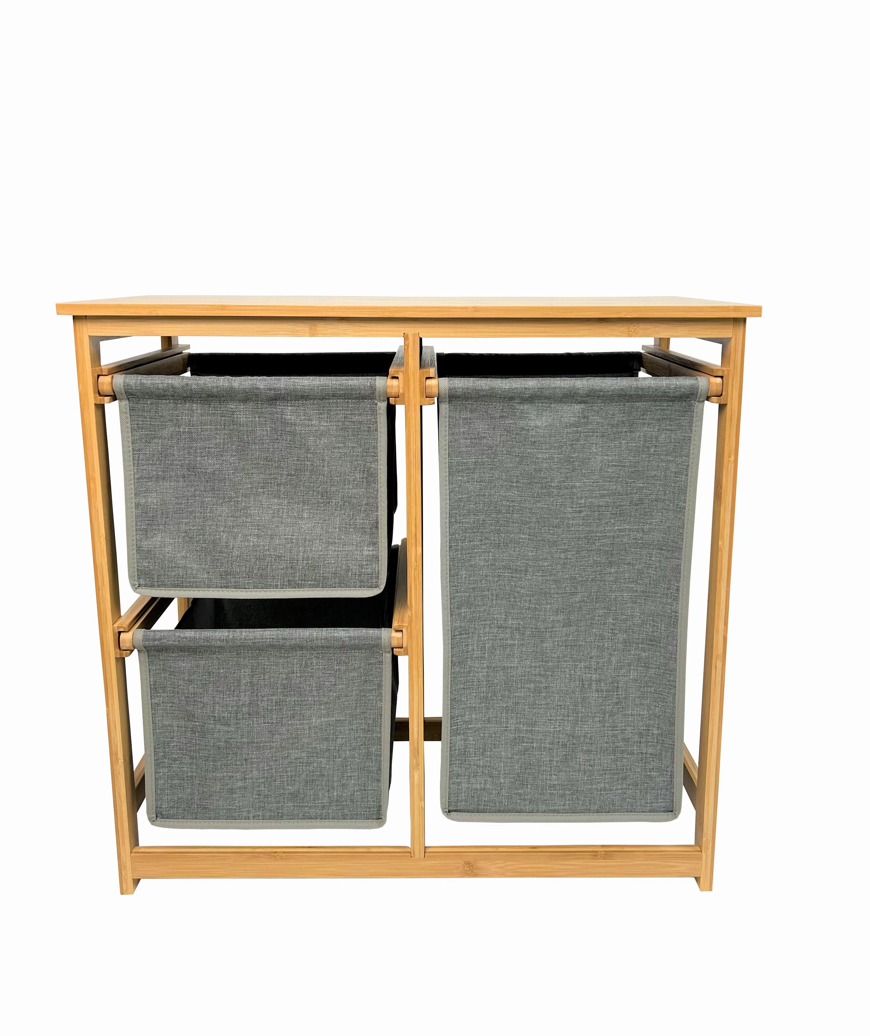 bamboo foldable laundry basket Portable Beige Bamboo Laundry Basket with 3 Extendable Laundry Bags