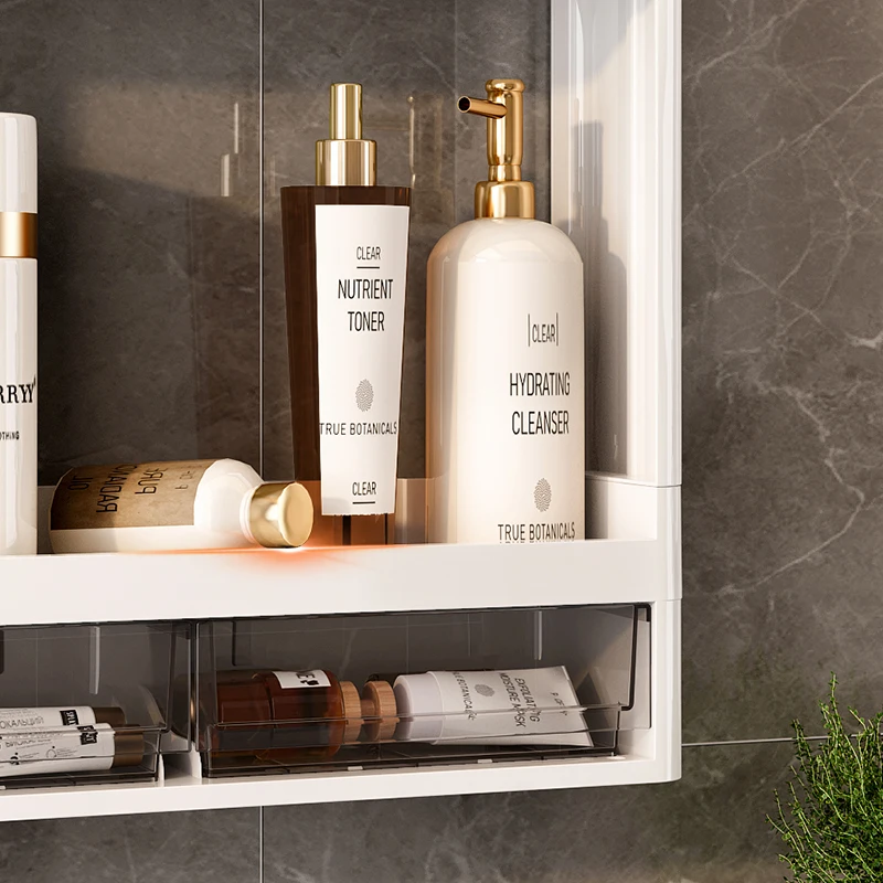Modern Wall Mounted Storage Shelf No Drilling Required Storage Holders For Bathroom Multifunctional Organizer Plastic