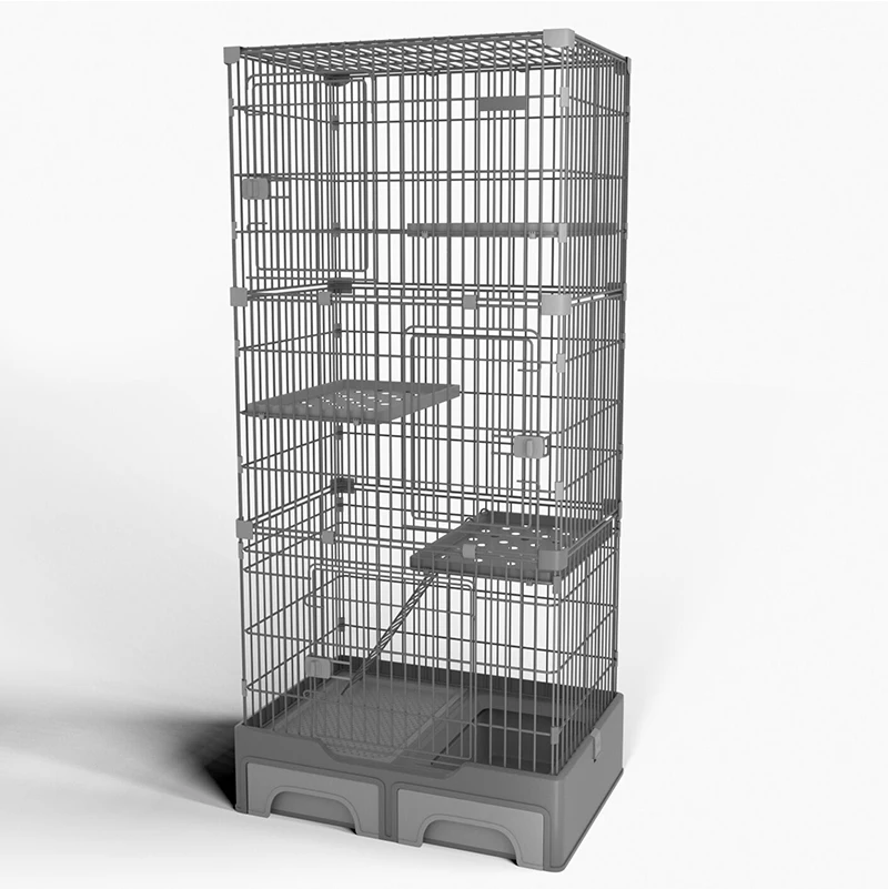 Stainless Steel New 3 Layer Pet Supplies Cage Condo Indoor Cat Enclosure House Big Large Pet Rabbit Cat Cage
