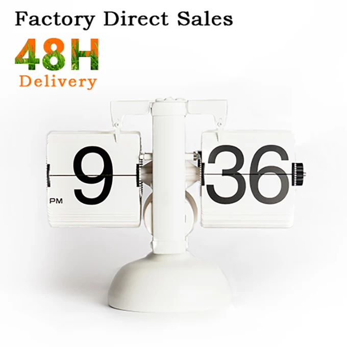 Small Scale Game Sports Timer Table Clock Retro Flip Over Clock Stainless Steel Flip Internal Gear Operated Quartz Clock Watch