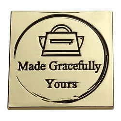 Light gold female bag hardware zinc alloy sign  metal logo accessories for bags 36*36mm