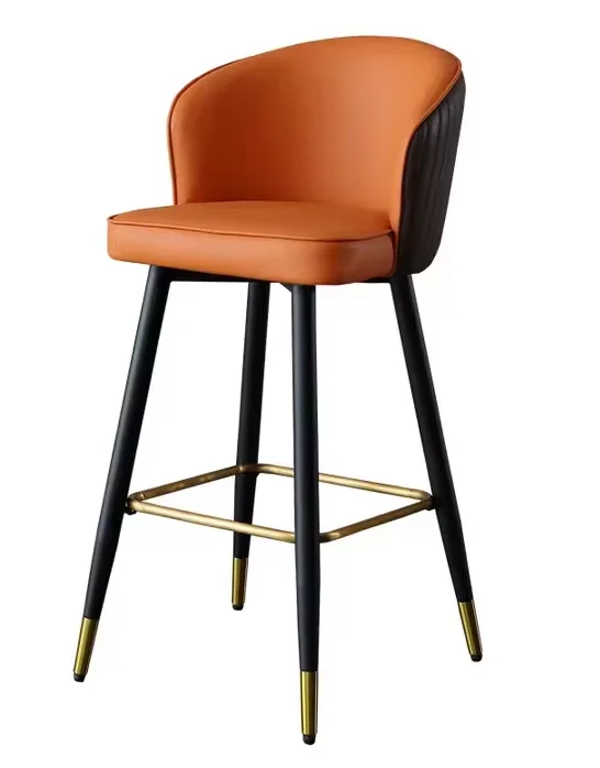 Stock soft leather pu leisure bar chair with multi height brown light luxury modern dining ktv chairs