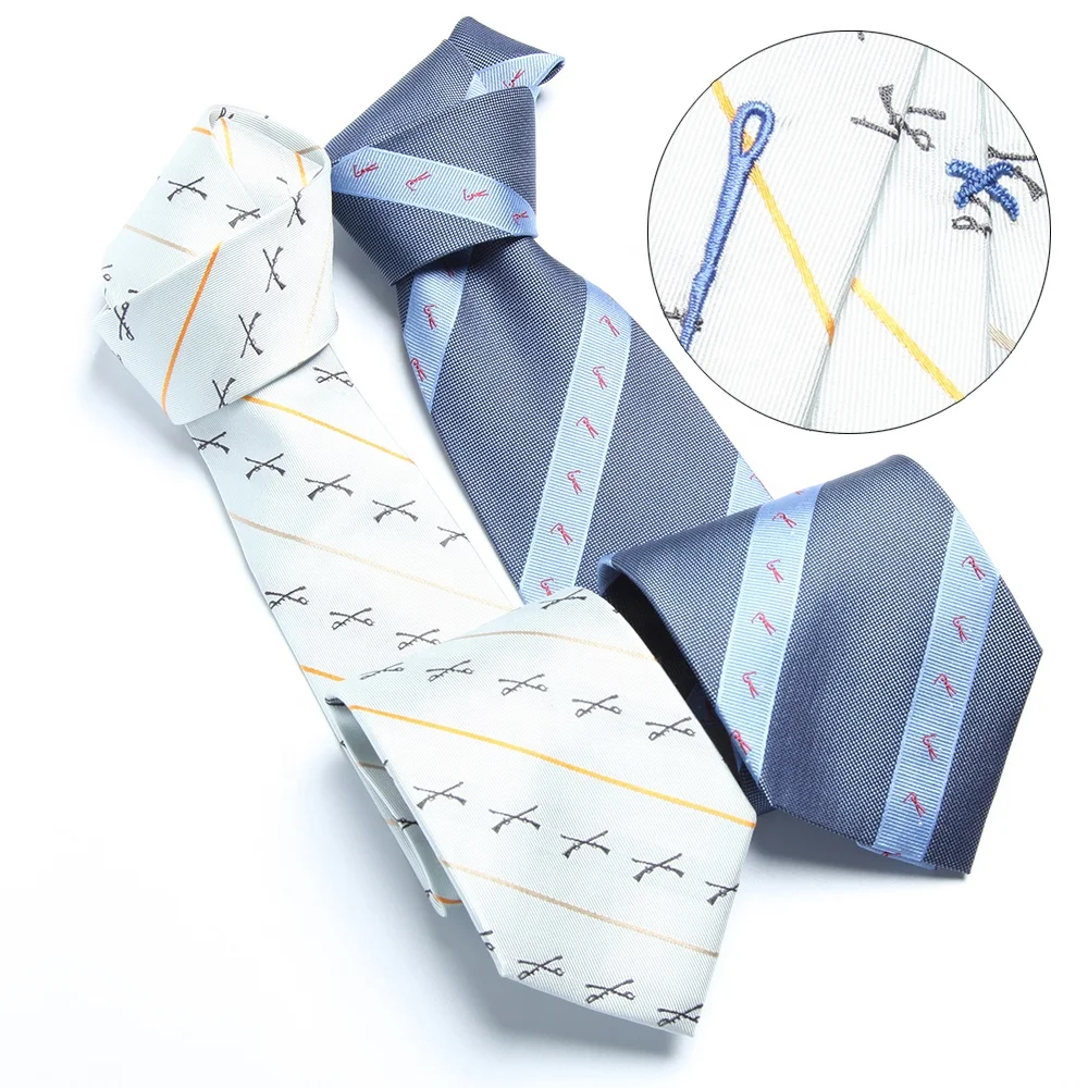 embroidered crossing stitching design mens business luxury 100% silk neck tie stripe necktie with gift logo box