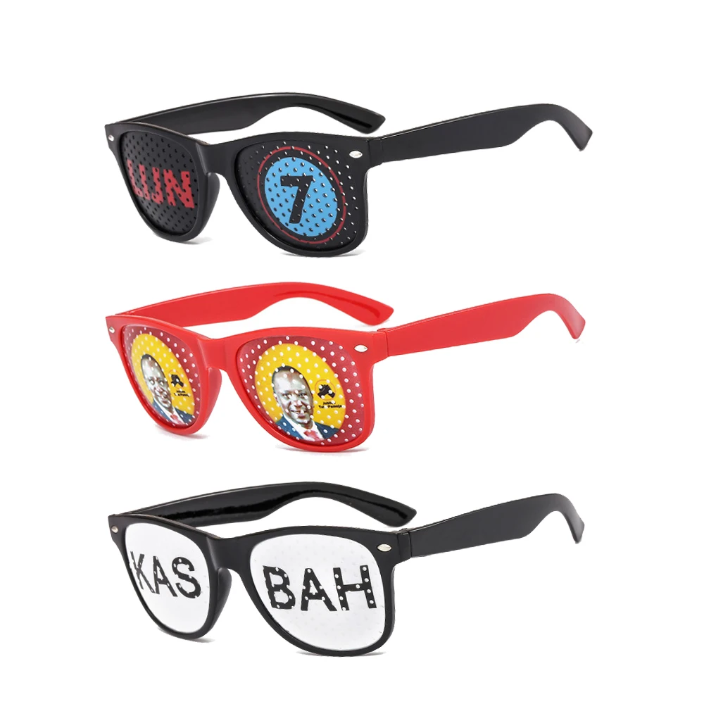 Customized Ball Drop Promotion Color Sticker Sunglasses Small Hole Pinhole Lens Color Printing Film Pinhole Glasses