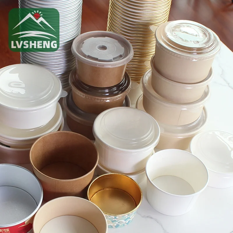 500 ml-1300 ml Paper Bowl Chinese Manufacture Paper Round Salad Bowl Kraft