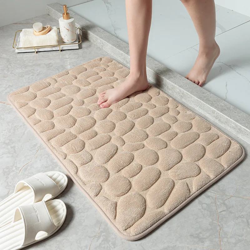 Memory Foam Water Absorbing Soft Foot Mat Solid Color Non-Slip Rug Bathroom Floor Mat