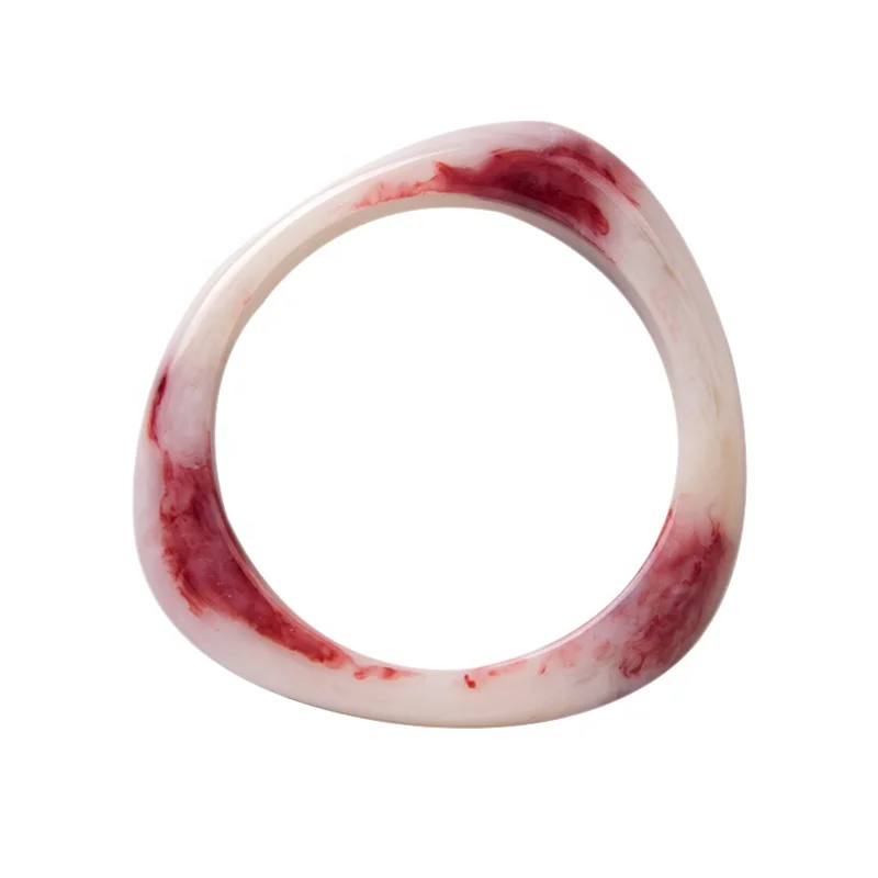 Best Seller USA 2019 For Amazon Amber Jade Marble Colour Irregular Open Cuff Resin Bangle