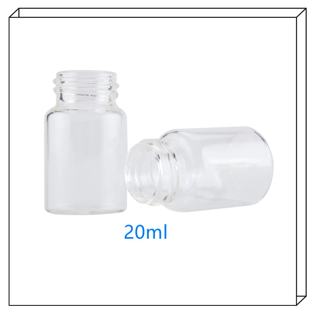 Laboratory sample packaging glass container 20ml clear glass vial with PE plastic cover