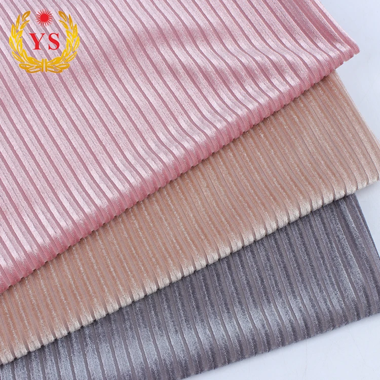 Weft Knitted Crushed Korea Velour Fabric polyester stripe fabric