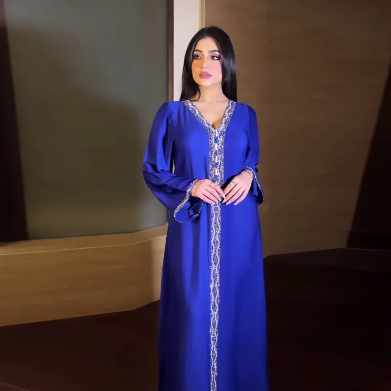 Wholesale Dubai Abaya Muslim Dress Casual Fashion Diamond Long Dress Muslim Modern islamic clothing