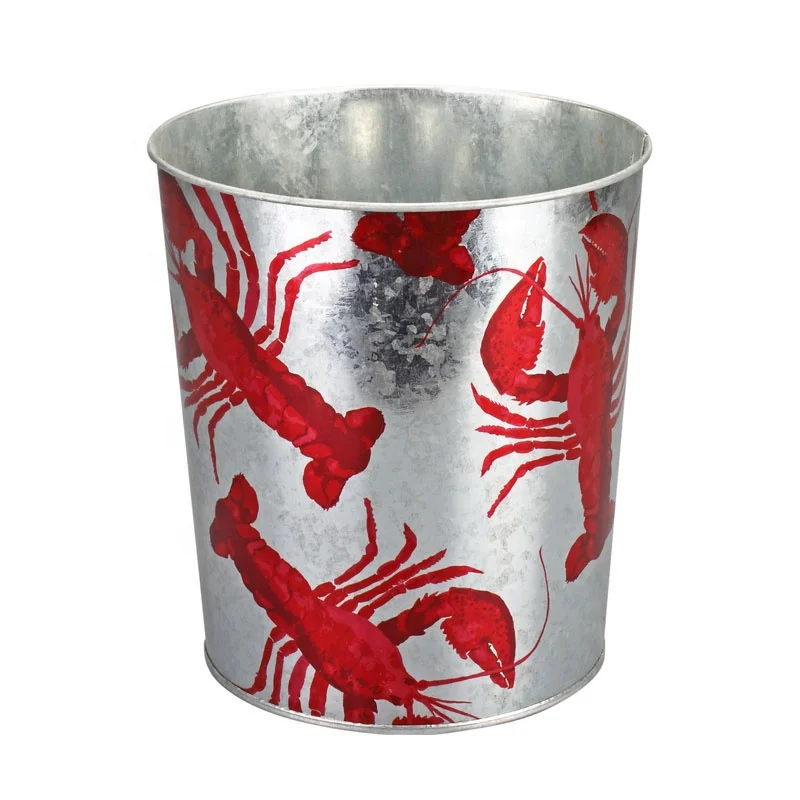 Custom printing Food Grade Galvanized Steel Bucket for sea food crab pail lobster bucket shrimp container