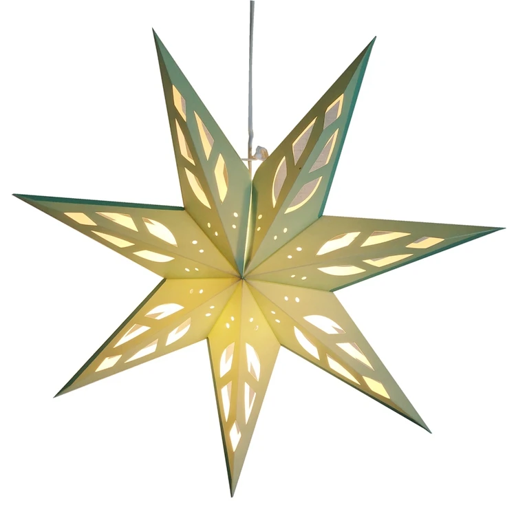 Wholesale Home Decor Green Folding Hanging Decoration Lamp Star Paper Lantern