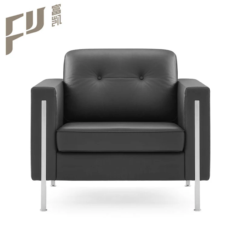 Офисная мебель в американском стиле, 1 + 2 + 3 места, кожаный секционный диван с металлическими ножками из алюминиевого сплава