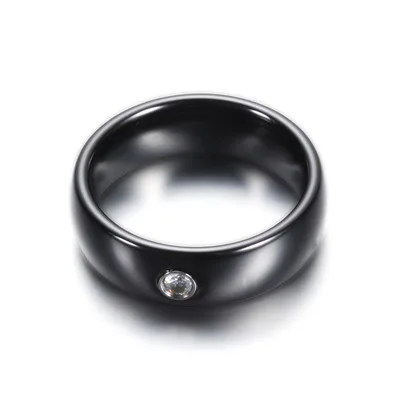 Hot Sale Personality Thick  Couple Rings Trend Diamond Rings Black White Ceramic Rings for Women Men