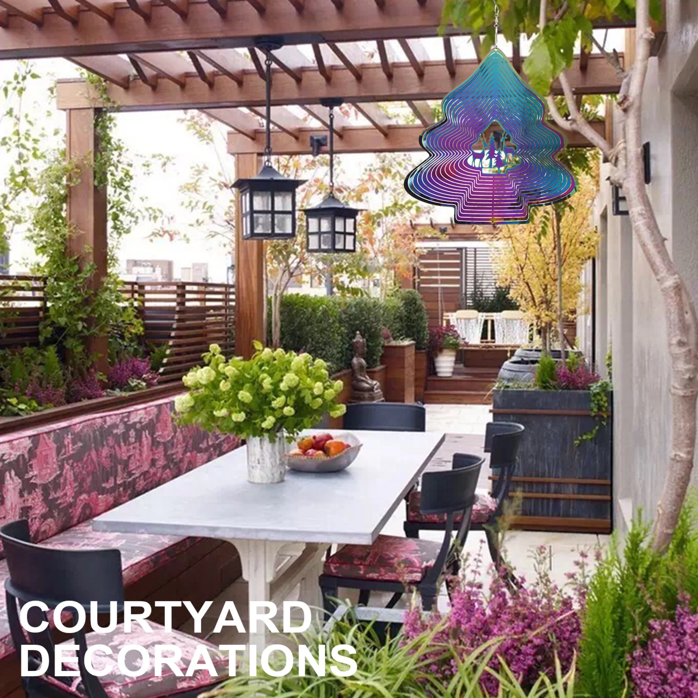 3D Matel Wind Spinner Rotating Metal Plate Animal Pattern 3D Wind Chime Rotating Pendant