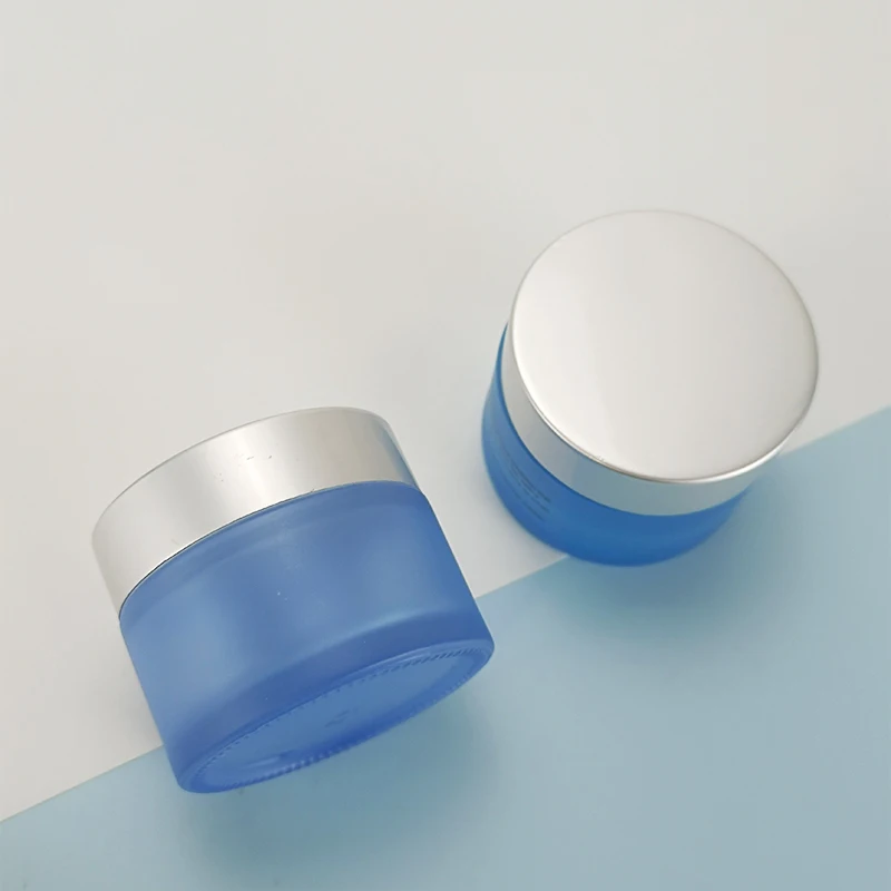 Custom frosted colored empty 20g 30g 50g 100g eco body care cosmetic glass cream jar for cosmetic packaging
