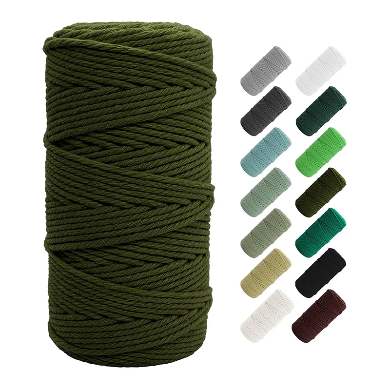 Low MOQ Natural Cotton Yarn Braided Rope 3mm 4mm 5mm 6mm 8mm 100mm Multi-color Makramee Garn