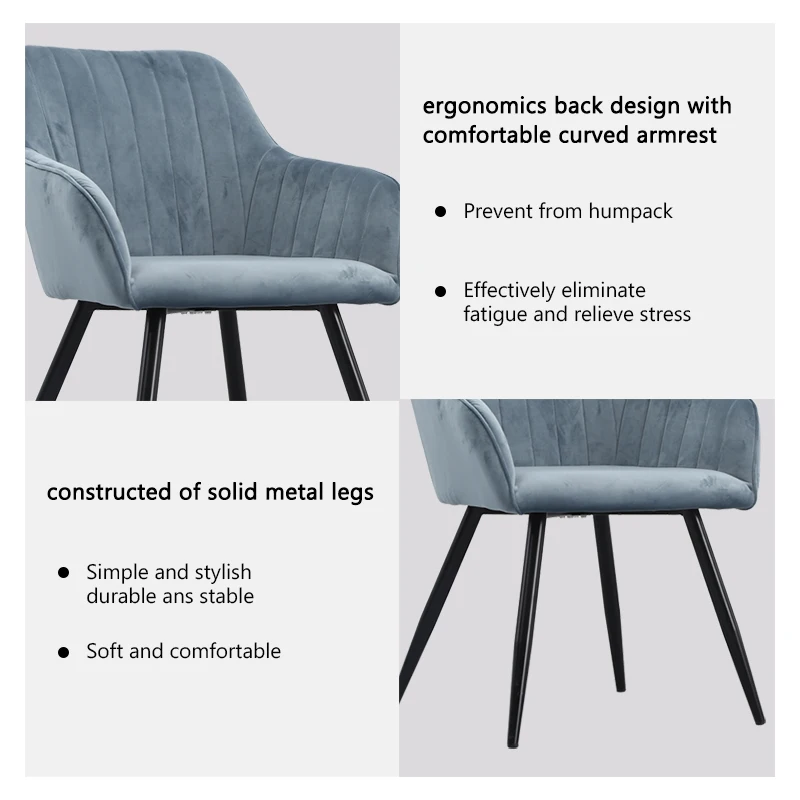 Nordic velvet dining chair living room furniture home kitchen hotel silla upholstery fabric modern luxury dining room chair