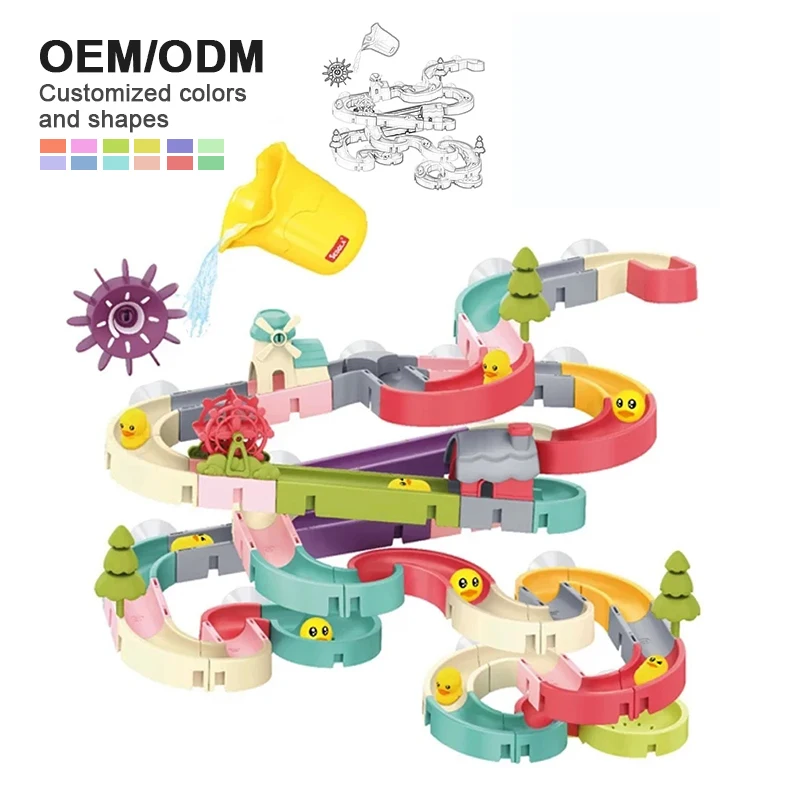 Zhorya bathtub interactive bath toys water balls duck slide tracks wall slide diy water track toy