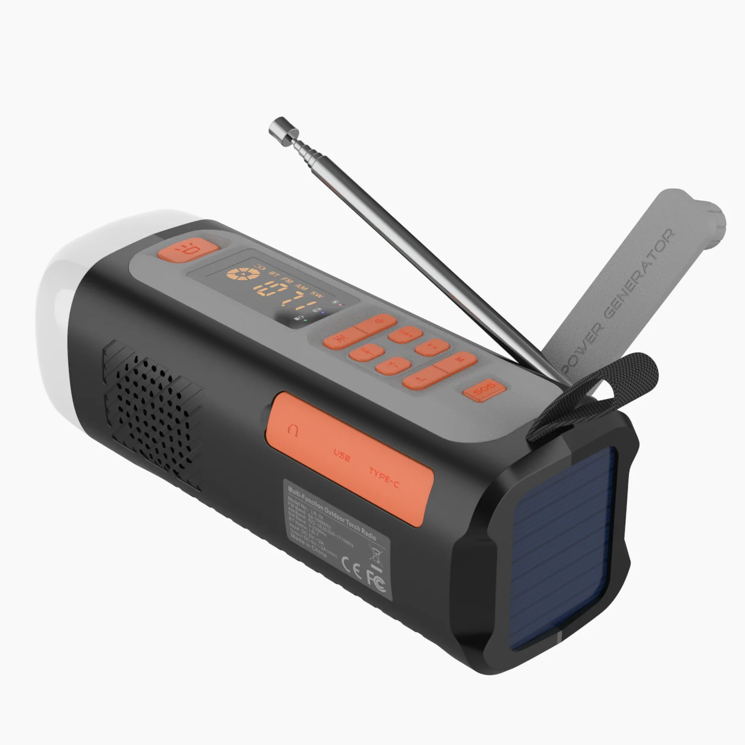 Портативный 4500 мАч Power Bank и солнечный фонарик аварийный AM FM цифровой дисплей погодное радио USB световые особенности с Bluetooth