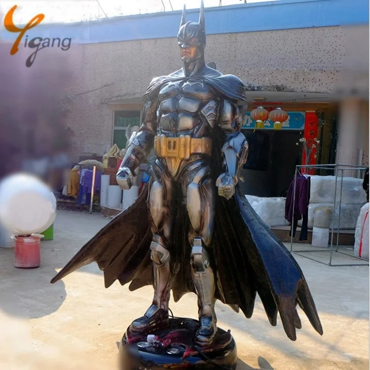 outdoor decoration life size movie superhero resin art cartoon figure fiberglass bat man statue sculpture for sale