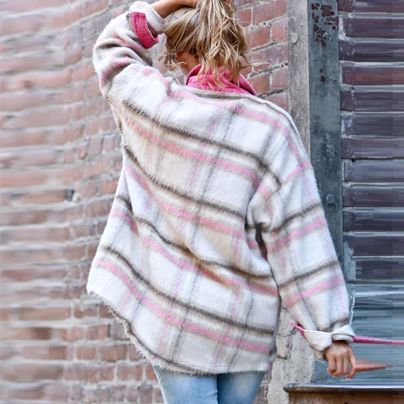 Loveda New Corduroy Striped Plaid Coat Lapel Single Button Pocket Women Jacket For Autumn And Winter Plus Size Women Clothes