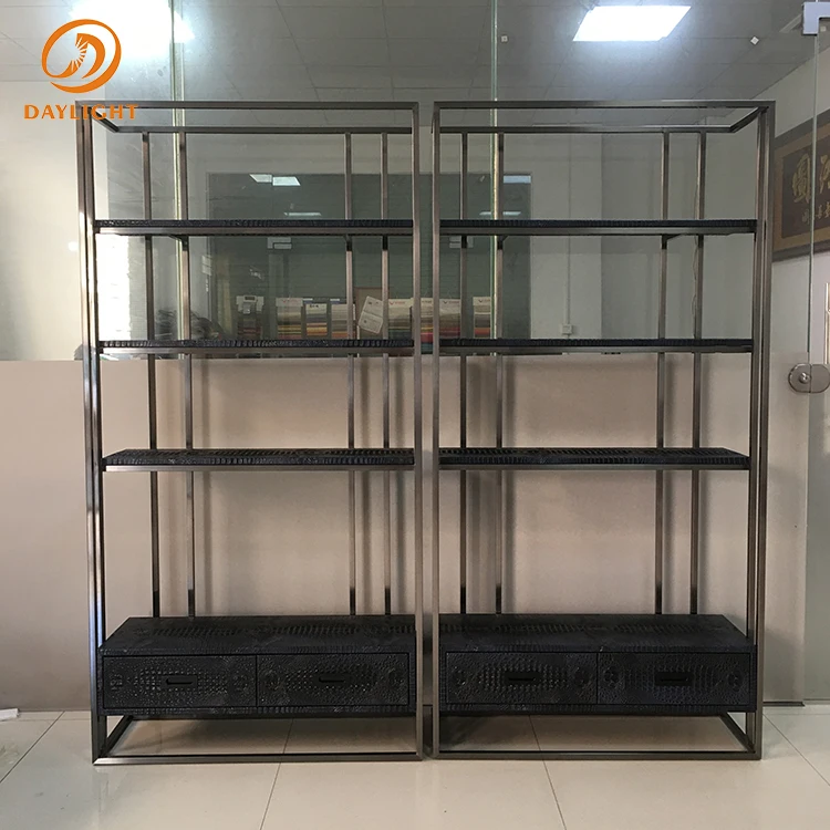 wholesale custom simple modular high end stainless steel wall golden book shelf mdf wood bookshelf for office decoration