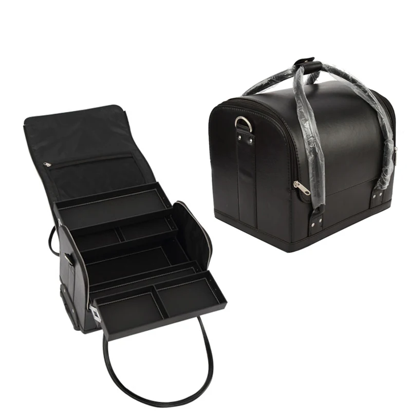 Keyson Custom Logo Easy Carrying Beauty Box Soft Leather Makeup Tool Organizer with Trays