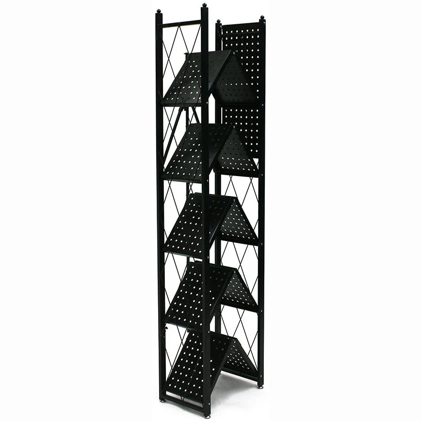 6-Tier Black Geometric Storage Bookshelf, Freestanding Decorative Metal Storage Shelves for Living Room, Bedroom and Study Room