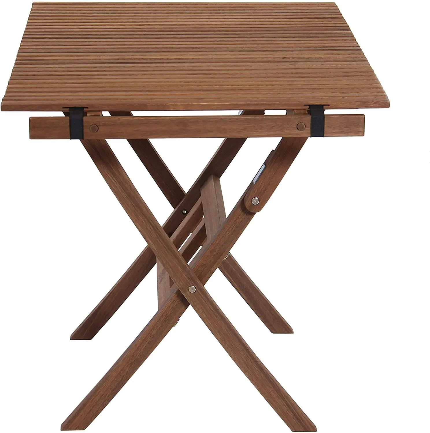 WOQI Lounge Outdoor Table Set Roll Top Legs Folding Wooden Table for Garden Patio Beach BBQ